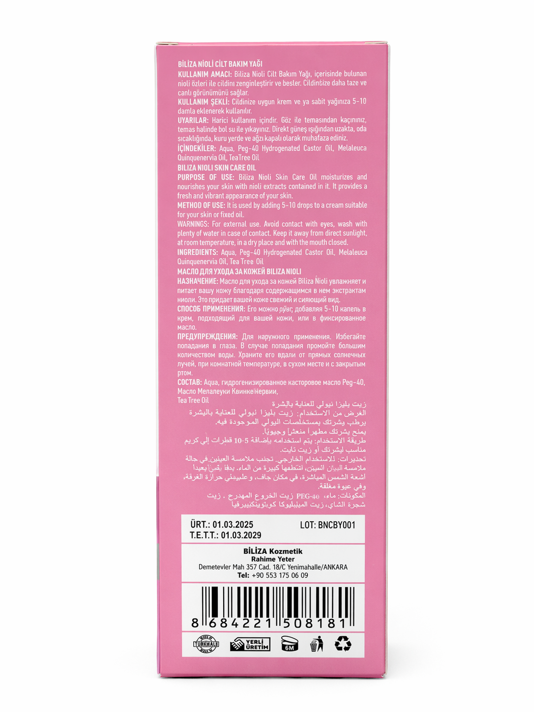 BİLİZA Nioli Cilt Bakım Spreyi 50 ml – Niaouli Oil (Melaleuca Viridiflora)