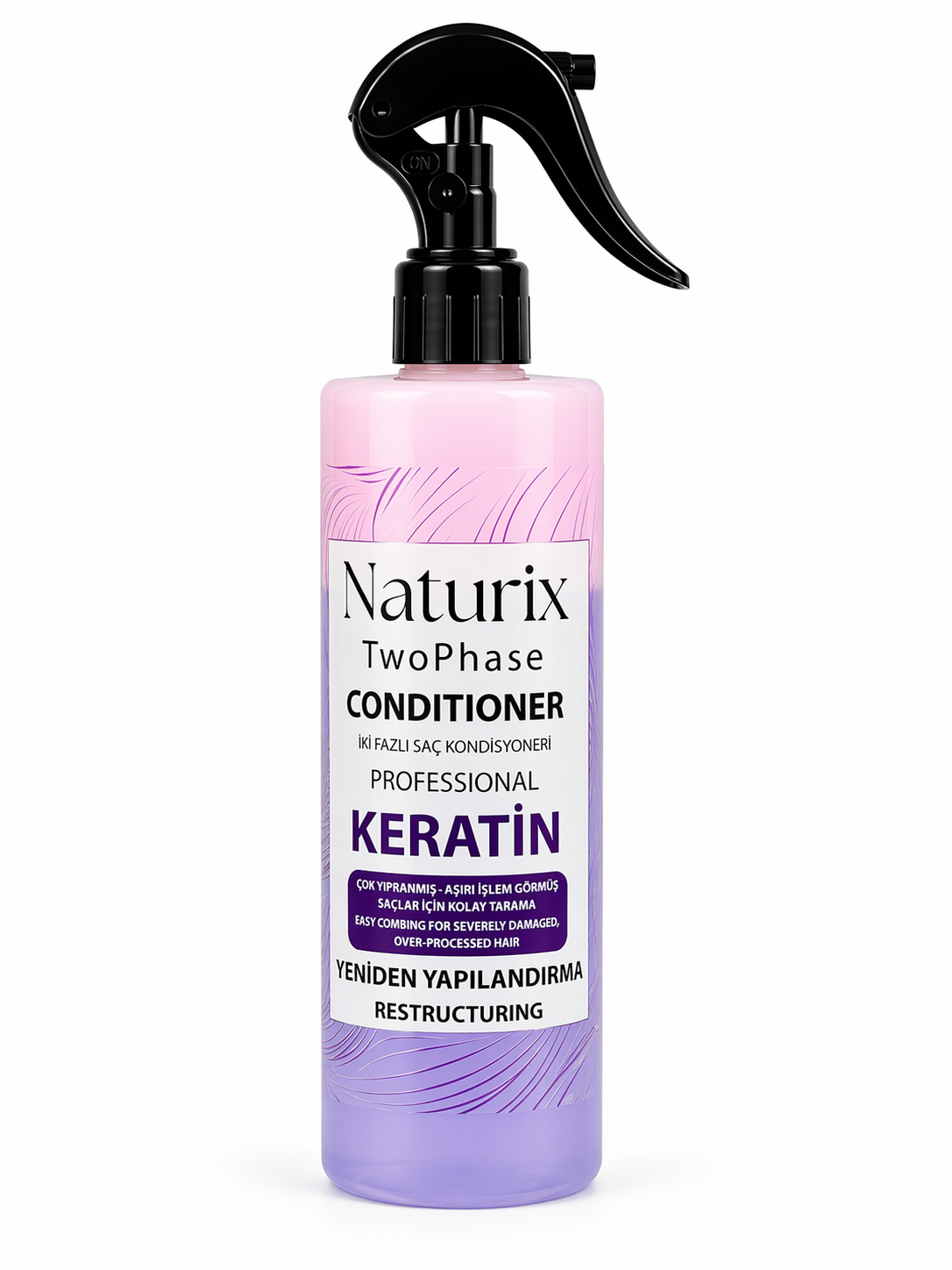 Naturix Two Phase Keratin Saç Kondisyoneri 400 ml – İki Fazlı Yeniden Yapılandırıcı Sprey (Yıpranmış Saçlar)