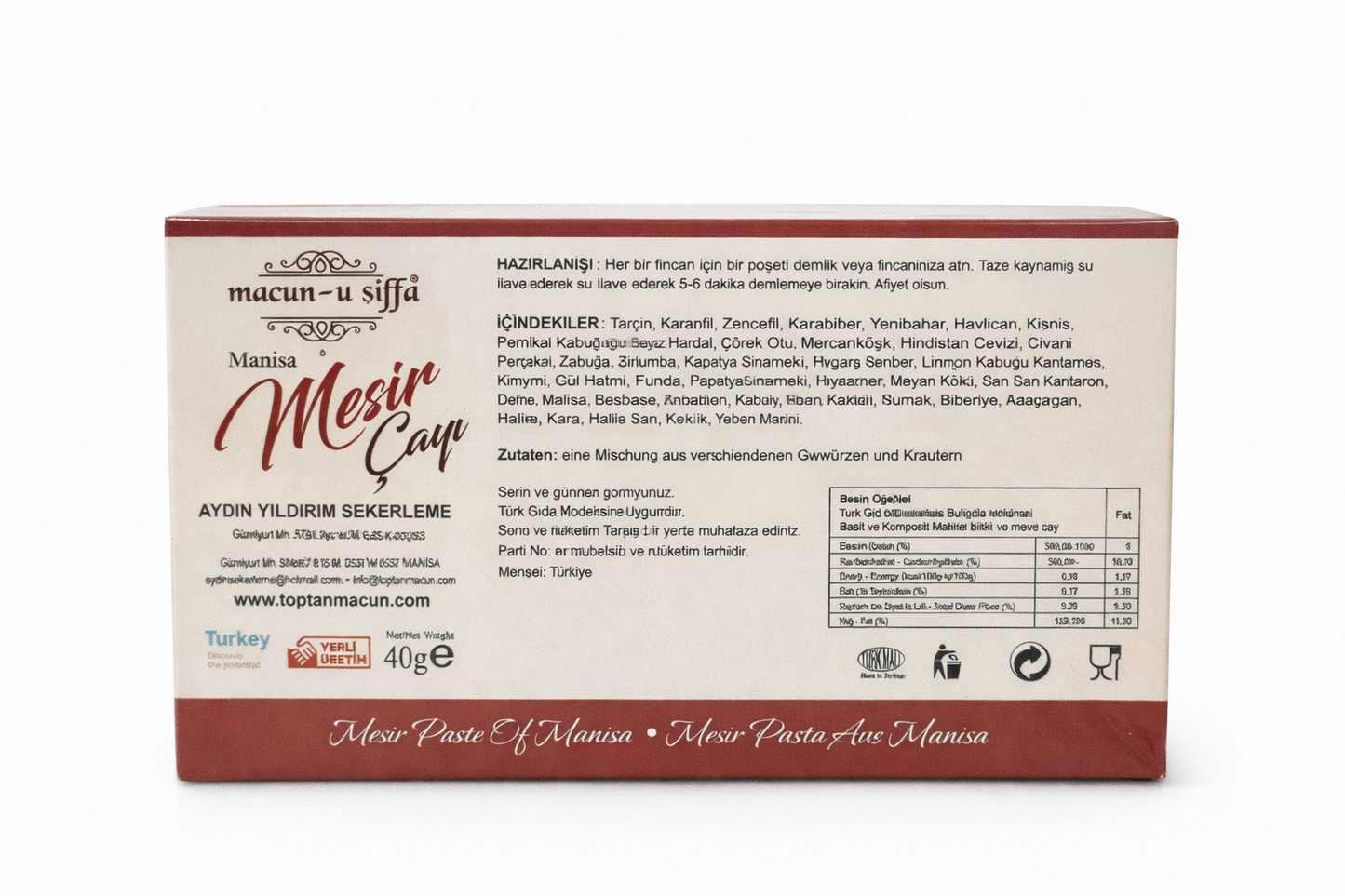 Macun-u Şifa Manisa Mesir Çayı 20’li Süzen Poşet 40 gr